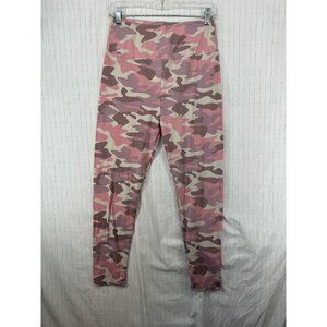 Lark + Grey Maternity Leggings Sz M Pink Camo Stretch Knit Comfy Pull-On Casual